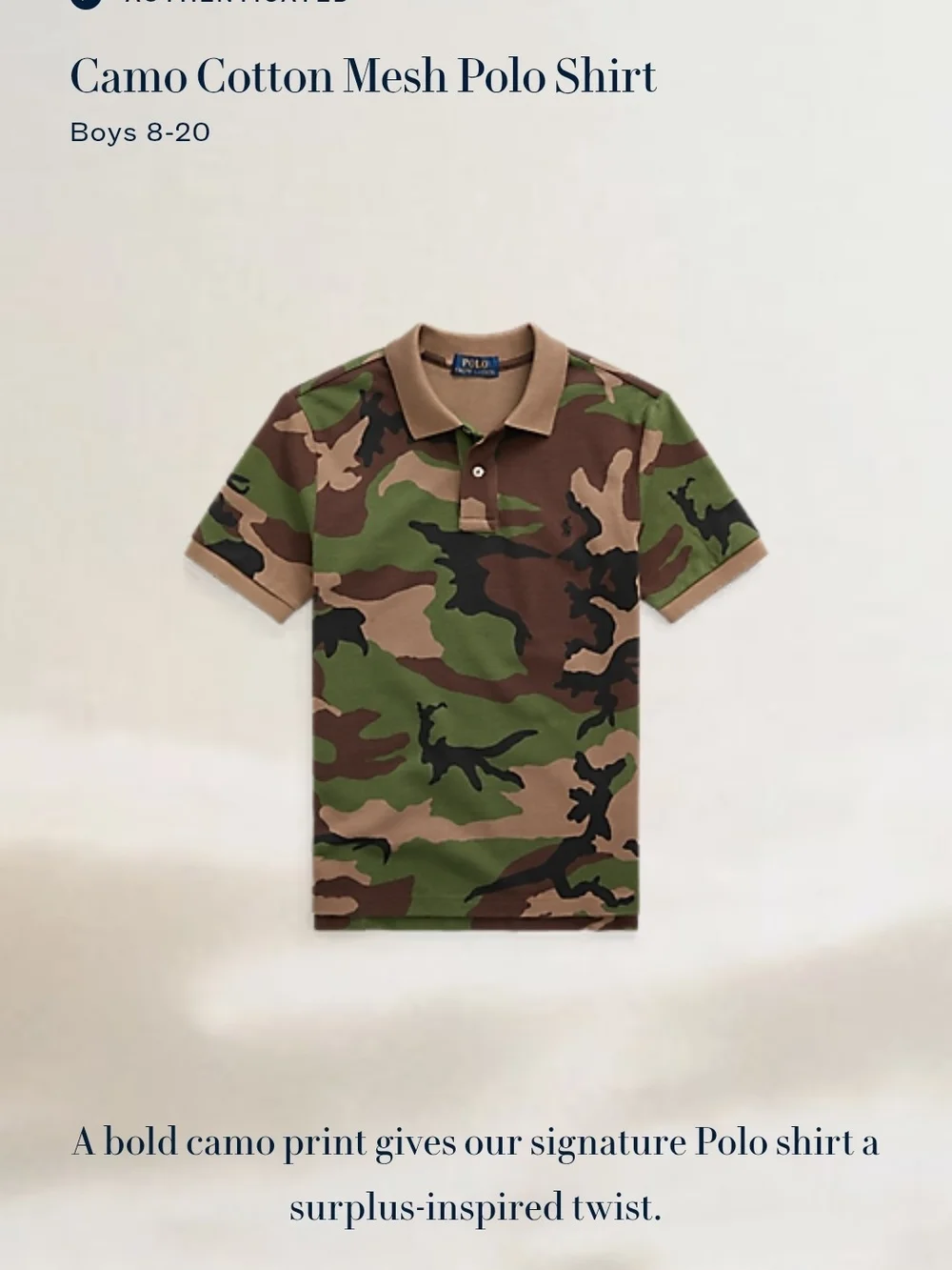 Ralph Lauren SS Graphic Tee — Navy Text on White